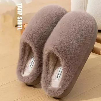 Новые зимние женские пушистые тапочки, однотонные, на толстой подошве, домашние хлопковые туфли, женские, легкие, нескользящие, удобные, теплые, плюшевые тапочки 36-37 розовый