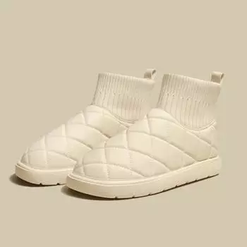 Новые зимние женские теплые зимние ботинки, повседневная обувь для отдыха на открытом воздухе, мягкие короткие плюшевые меховые ботинки с толстой подошвой, нескользящие женские ботинки 35 покинуть белый
