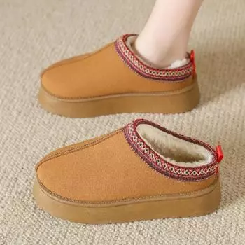 Новые зимние женские теплые зимние сапоги на платформе тапочки хлопковые пушистые женские роскошные увеличивающие рост туфли женские zapatos mujer 36 коричневый