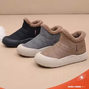 Новые зимние женские туфли Plus Velvet, женские повседневные теплые нескользящие ботинки, уличные толстые слипоны для снега для женщин 35 коричневый