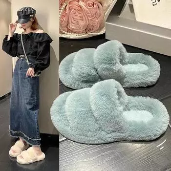 Новые зимние женские туфли плюшевые теплые мягкие и удобные домашние тапочки домашние гостевые тапочки комнатные тапочки шлепанцы женские 35 чёрный