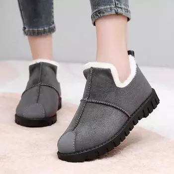 Новые зимние женские удобные повседневные плюшевые и теплые хлопковые туфли на толстой подошве 40 чёрный