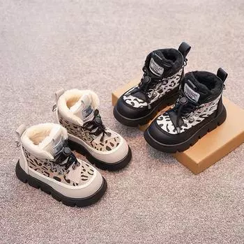 Новые зимние зимние ботинки Теплые детские ботинки из хлопка с мягкой подошвой 27 чёрный