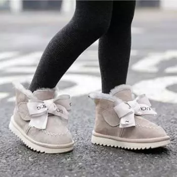 Новые зимние зимние сапоги для девочек с плюшем и теплыми короткими сапогами принцессы 21 коричневый