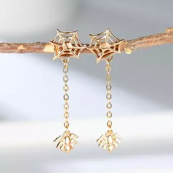 Новые золотые серьги-пауки на Хэллоуин. Простые и персонализированные, маленькие и роскошные серьги на Хэллоуин для мужчин и женщин. Универсальные серьги, ювелирные изделия. золотой