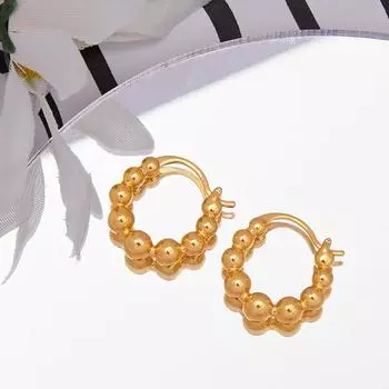 Новые золотые серьги-шарики с маленькими кольцами, простые медные серьги из настоящего золота для женщин с холодным ветром