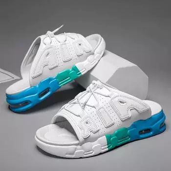 НовыеМодные мужские тапочки на толстой подошве, пляжные сандалии для отдыха на открытом воздухе, мужская повседневная летняя обувь, классические популярные тапочки 39 белый