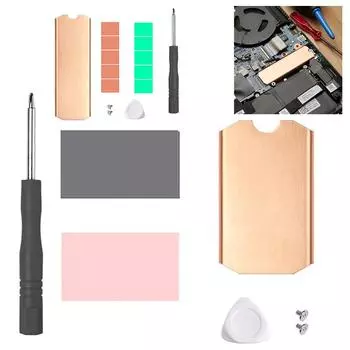 новый 0,5 мм 401 Вт медный радиатор с термопрокладкой для M.2 2242 2280 NVMe SSD (ТН4