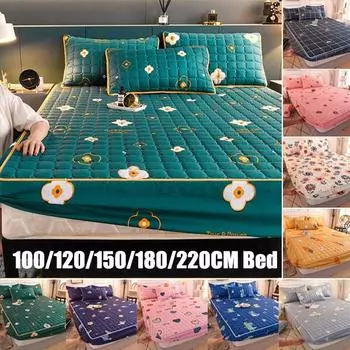 Новый 100% хлопок, утолщенный стеганый наматрасник King Queen, простыня, защита для кровати, гипоаллергенный наматрасник, топпер, мягкое покрывало Mattress Cover 100x200cm синий