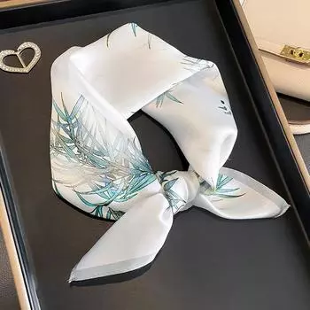 Новый 100% натуральный шелковый атласный женский шарф 2024 года с цветочным принтом, платок с квадратной головкой, бандана, шаль, подарок для леди, хиджаб