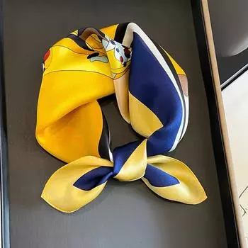 Новый 100% натуральный шелковый атласный женский шарф 2024 года с цветочным принтом, платок с квадратной головкой, бандана, шаль для леди, хиджаб 53 53cm