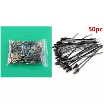 Новый 100 шт. Металлический Смешанный Автомобильный Крепеж Клипсы + 50 шт. Стяжки Черные Обвязочные Крепежные Комплекты