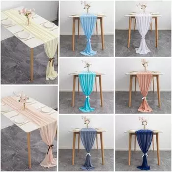 Новый 10-1PC шифоновая скатерть прозрачная ткань шелк для бохо прозрачная ткань свадебная арка накладка драпировка декор стола для дня рождения вечеринки 70X300cm&1PC белый