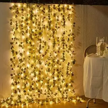 Новый 10/5M зеленые листья ротанг гирлянда декоративный настенный светодиодный светильник сад двор проход освещение свадебная вечеринка рассеянный свет ул