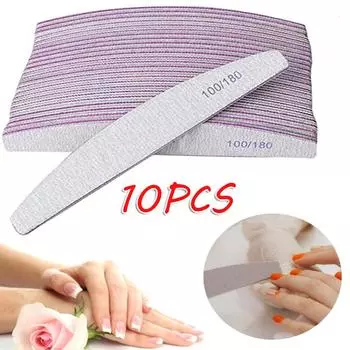 Новый 10 шт. Акриловый гель 100/180 Grit Nail Art Care шлифовальный буфер инструмент для полировки маникюра 10pcs серебряный