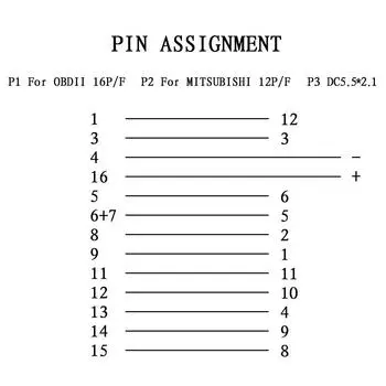 Новый 12-контактный кабель-адаптер OBD1 на 16-контактный OBD2 для диагностики, подходит для Mitsubishi Hyundai