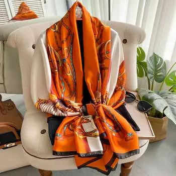 Новый 180*90 см модный шелковый шарф, шарф-шарф, повязки на голову, женский винтажный шарф для волос на четыре сезона, хиджаб, платок, бандана, женский платок на голову