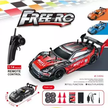 Новый 1:14 RC Car GTR 2.4G Drift Racing Car 4WD Off-Road Radio Remote Control Vehicle Electronic Hobby Toys for Kids Gift чёрный