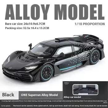 Новый 1:18 Mercedes Benz AMG ONE Super Sports Vehicle Alloy Dieacst Model Car Sound & Light Classic Hobby Collectibles Birthday Gifts чёрный