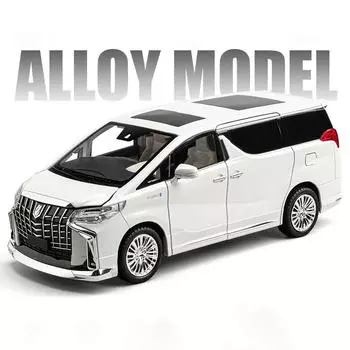 Новый 1:18 Toyota Alphard MPV большая модель игрушечного автомобиля из литого металла, звук и свет, детская машина с автоматической дверью, литой автомобиль для мальчика, подарок белый