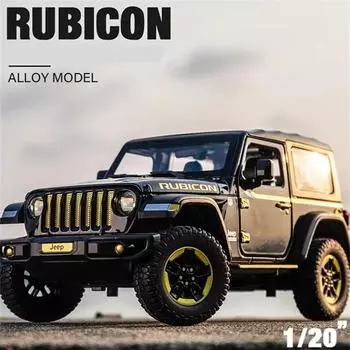 Новый 1:20 Scale Jeep Wrangler Rubicon Alloy Car Model Diecast Metal Toy Offroad Vehicle Model Simulation Collection Decorations Children Gift синий