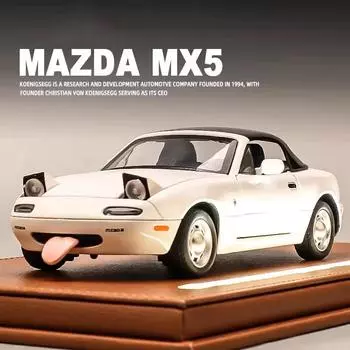 Новый 1:24 Mazda Miata MX5 MX-5 литая модель автомобиля из литого металла миниатюрная машина со звуком и светом детская игрушечная машинка подарок белый