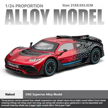 Новый 1:24 Mercedes-Benz AMG ONE Super Racing литая модель автомобиля со звуком и светом коллекционная игрушка для хобби для взрослых подарок на день рождения мальчик модные украшения красный