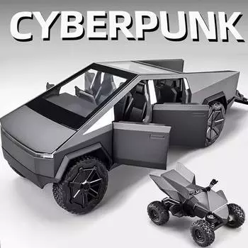 Новый 1:24 MINI Tesla Cybertruck пикап прицеп литой автомобиль модель литой металлический внедорожник грузовик симулятор детская игрушка подарок серый