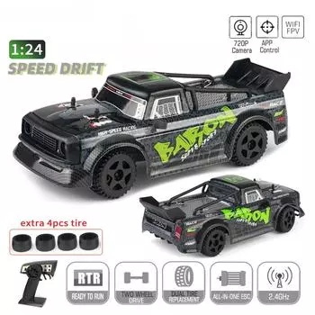 Новый 1:24 RC Car Model 2.4GHz GTR Pickup ESP LED Light Electric Car RC Racing Rally Toys Kids Boys Gift зелёный