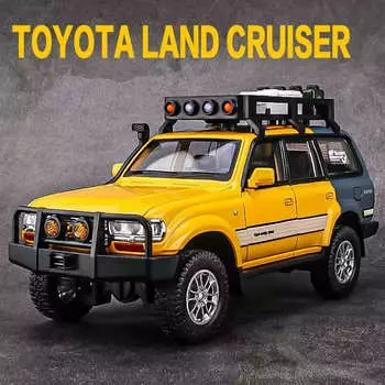Новый 1:24 Toyota Land Cruiser LC80 Модель автомобиля из литого металла Игрушечный внедорожник Модель автомобиля Моделирование Звук и свет Детский подарок белый
