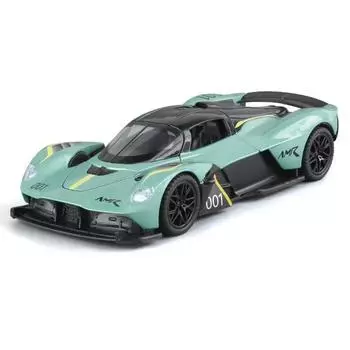 Новый 1:32 Aston Martin Valkyrie AMR 001 Супер спортивный автомобиль Литой металлический сплав Модель автомобиля Звук и свет Коллекционирование хобби Подарок на день рождения зелёный
