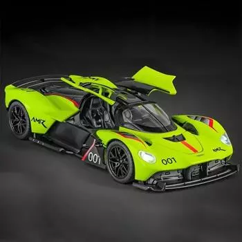 Новый 1:32 Aston Martin Valkyrie AMR 001 Супер спортивный автомобиль Литой металлический сплав Модель автомобиля Звук и свет Коллекционирование хобби Подарок на день рождения чёрный