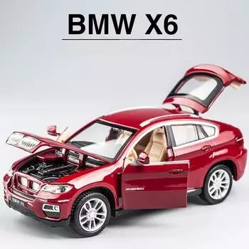 Новый 1 :32 Bmw X6, модель из сплава, модель автомобиля для бездорожья, модель автомобиля для мальчиков и детей, игрушечный автомобиль с откатом, металлическая звуковая и световая модель игрушечного автомобиля белый
