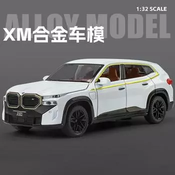 Новый 1:32 BMW XM SUV шестидверный имитация литой игрушечной машинки модель со звуком и светом инерционный механизм детская коллекция игрушек украшения подарок на день рождения мальчика белый