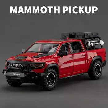 Новый 1:32 Dodge RAM 1000 TRX Mammoth Picku Модель легкосплавного автомобиля со звуком и светом инерционный детский игрушечный коллекционный подарок на день рождения красный