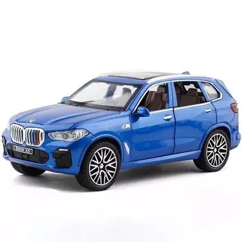 Новый 1:32 масштаба BMW X5 литой игрушечный внедорожник со светом и звуком, 6 дверей, открывающийся миниатюрный автомобиль, детская коллекция, подарочные украшения для пикапа синий