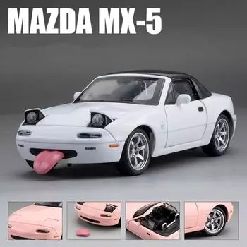 Новый 1:32 Mazda MX5 MX-5 Суперкар Металлический сплав Литые игрушки Модель автомобиля Коллекционные предметы Подарок на день рождения Звук и свет Детские игрушки Хобби белый