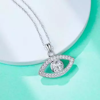 Новый 1 карат D Цвет Муассанит Алмаз Lucky Evil Eye Подвеска Стерлингового Серебра 925 пробы 40 + 2 + 3 см Ожерелье Хип-Поп Ювелирные Изделия CHINA