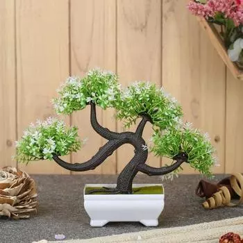 Новый 1 шт. Искусственный цветок бонсай с дизайнерским горшком для домашнего декора, искусственное растение бонсай поддельное дерево, гостиная