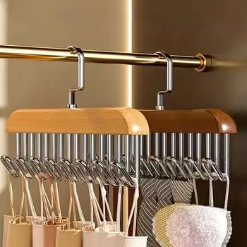 Новый 1 шт. многофункциональный крючок для вешалки из цельного дерева для женщин, вешалка для бюстгальтера, домашняя вешалка для ремня, прочная стойка на 8 крючков, органайзер для одежды 1PCS