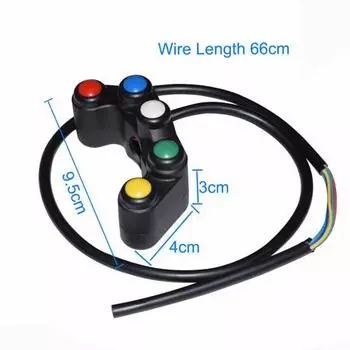 Новый 1x Пластиковый Черный Мотоциклетный Велосипедный 7/8 22мм Переключатель Руля Вкл Выкл 5 Кнопок