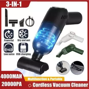 Новый 20000PA 200 Вт беспроводной автомобильный пылесос для авто мини ручной влажный и сухой портативный портативный низкий уровень шума белый