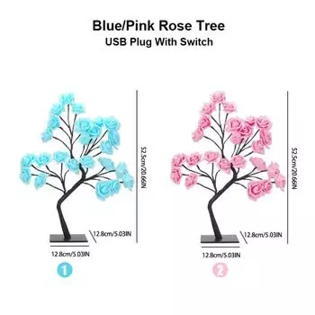Новый 24 светодиодный светильник с розовым деревом USB-штекер настольная лампа сказочный цветок ночник вечеринка Рождество свадьба спальня украшение синий