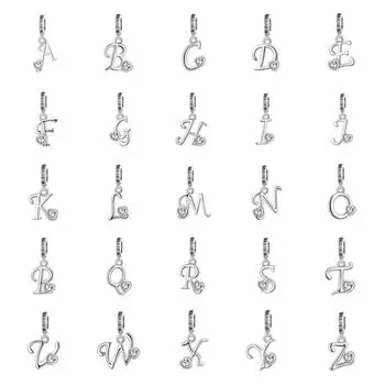 Новый 26 AZ письмо S925 стерлингового серебра маленькая буква кулон подходит для оригинального браслета ожерелье DIY ювелирные изделия кулон