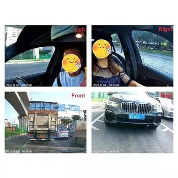 Новый 2,0-дюймовый автомобильный тахограф с четырьмя объективами и функцией ночного видения HD, одновременная запись спереди и сзади слева и справа 32g