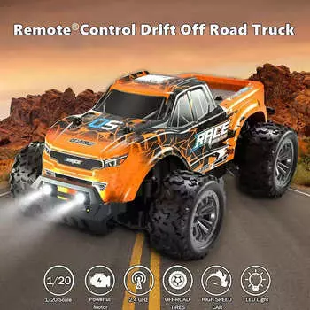 Новый 2.4G гоночный автомобиль с дистанционным управлением, высокоскоростной вездеходный автомобиль для дрифта со скоростью 20 км/ч, внедорожный автомобиль со светодиодными фонарями, детский подарок A017 оранжевый