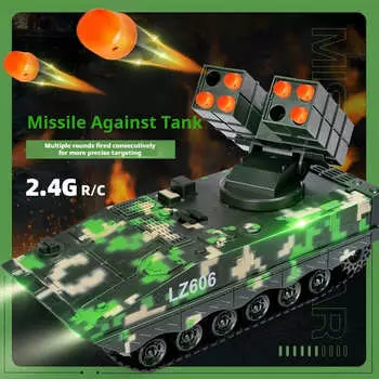 Новый 2.4G RC боевой танк военный симулятор трек ракетная установка электронный звук и свет пульт дистанционного управления игрушка дети стрелялки мальчики подарок