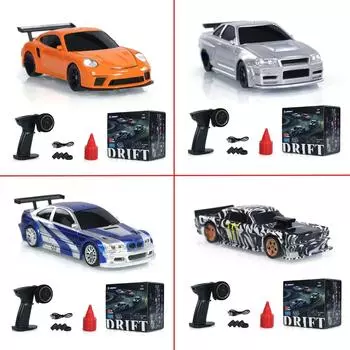 Новый 2.4G RC Drift Car 1/43 4WD Радиоуправляемый автомобиль с дистанционным управлением Высокоскоростной полноприводный радиоуправляемый мини-гоночный автомобиль Модель игрушки для мальчика Подарок чёрный