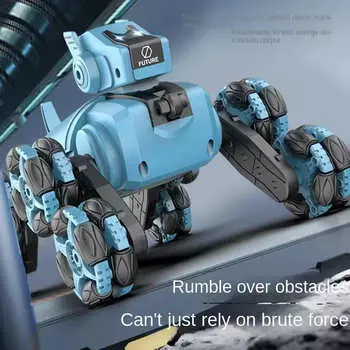 Новый 2.4G Rc Robot Dog 360 Degree Drift Stunt Spray Remote Control Car Toy Toys Подходит для мальчиков и девочек Детей Высококачественный Подарок Электронный Питомец синий