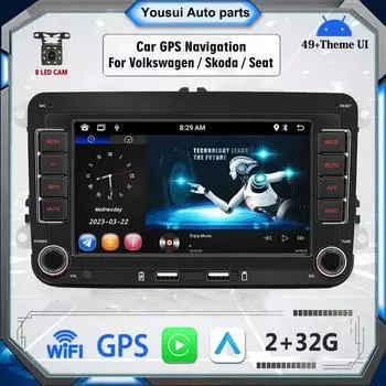 Новый 2 Din автомобильный радиоприемник Android мультимедийный плеер Carplay Auto для VW Volkswagen Golf Polo Tiguan Passat b7 b6 SEAT leon Skoda Octavia 2 + 32 ГБ 1+32GB